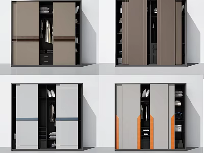 Modern Wardrobe Design With Sliding Doors Multicolor Accents And Storage Compartments 3d model