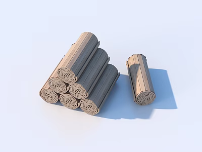 Wooden Texture Rolled Household Supplies Stacked With Single Unit For Daily Home Use 3d model