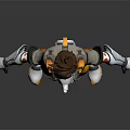 Game Movie Character With Brown Spiky Hair Orange Tights Gray Armor White Gloves And Mechanical Gear