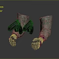 Black Pistols Held By Hands Wearing Camouflage Gloves In Tactical Scene
