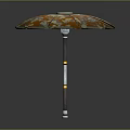 Colorful Camouflage Umbrella Shaped Chandelier with Yellow and White Striped Pole