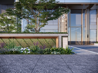 Modern landscape wall demonstration area Home grille opposite landscape wall Flower landscape plant pile Fern plants Flowers and plants Lollipop Asparagus 3d model