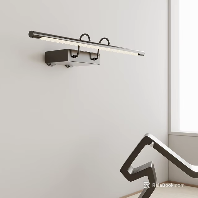 Modern Minimalist Wall Light With Sleek Long Design Mounted On White Wall And Contemporary Chair 3d model 