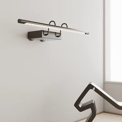 Modern Minimalist Wall Light With Sleek Long Design Mounted On White Wall And Contemporary Chair 3d model