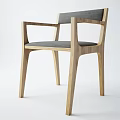 Elegant Modern Wooden Armchair With Gray Upholstery And Minimalist Design