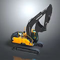 Volvo Yellow Black Excavator With Tracked Chassis And Hydraulic Arm