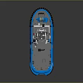 Blue and Red Tugboat With White Superstructure Antenna and Deck Gear