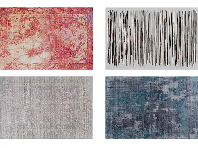 Square Rugs with Assorted Patterns and Colorful Designs for Modern Home Decor 3d model