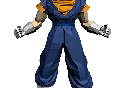 Low Poly Game Movie Character Wearing Blue Jumpsuit Orange Scarf and Silver Gloves 3d model