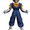 Low Poly Game Movie Character Wearing Blue Jumpsuit Orange Scarf and Silver Gloves
