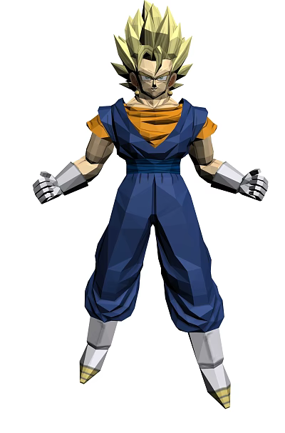 Low Poly Game Movie Character Wearing Blue Jumpsuit Orange Scarf and Silver Gloves 3d model