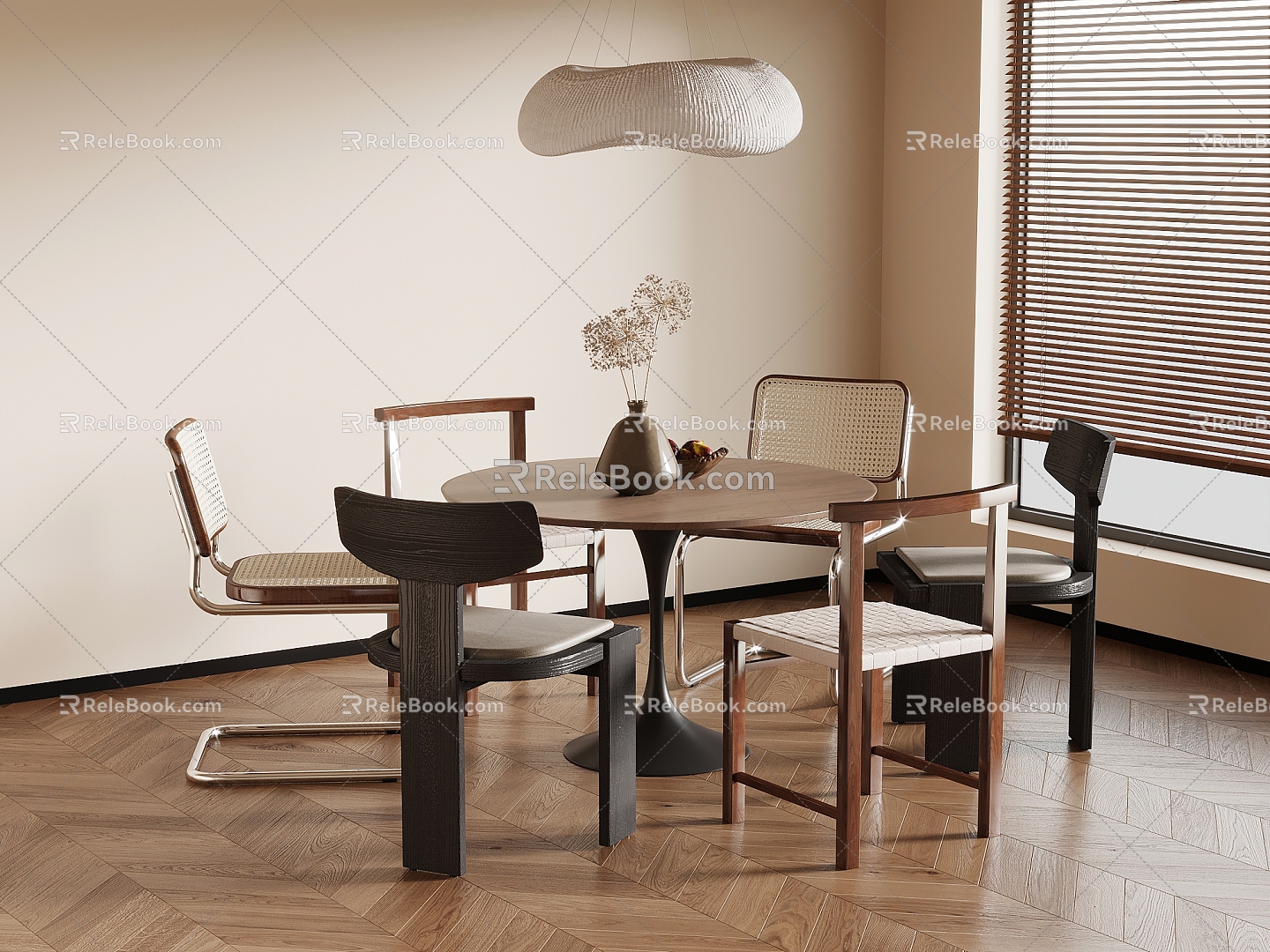 Dining Table and Chair Middle Style Dining Table and Chair 3d model