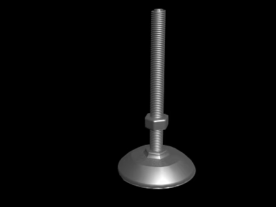 Stainless Steel Adjustable Metal Foot With Threaded Rod And Circular Base Plate 3d model