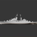 Detailed Warship Model With Gray Hull Wooden Deck Turrets And Antenna Structure