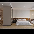 Modern Hotel Guest Room Interior Design With King Bed Wooden Floor Minimalist Walls And Sofa