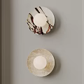 Modern Round Wall Lamps with Marble Texture Mounted on Gray Wall 3d model
