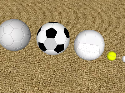Different Types of Sports Equipment Including Football Volleyball Tennis and Ping Pong Balls 3d model
