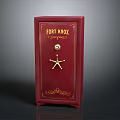 Red Fort Knox Safe With Star Handle And Circular Lock For Home Security 3d model