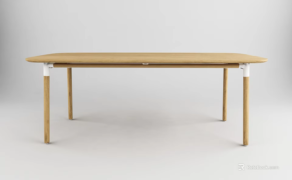 Modern Wooden Table Design With Rectangular Top And Light Wood Legs 3d model