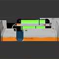 Medical Device with Green Cylindrical Component Red Cross Symbol and White Orange Base