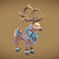 Mythical Game Fantasy Deer Character With Mechanical Antlers And Glowing Blue Accents
