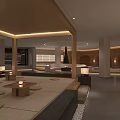 Japanese Style SPA Sauna Interior Featuring Wooden Structure Tatami Mats Stone Lanterns And Fireplace