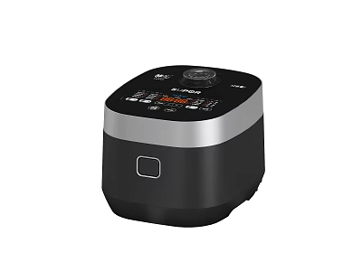 Modern Black and Silver Kitchen Appliance Rice Cooker With Digital Display and Control Buttons 3d model