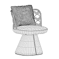 Modern Single Chair With Woven Backrest Cushioned Seat And Conical Gray Base