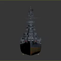 Realistic Naval Battleship Scale Model with Turrets Antennas and Deck Details