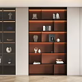 Elegant Modern Bookcase With Layered Shelves Built-in Lighting And Decorative Accents