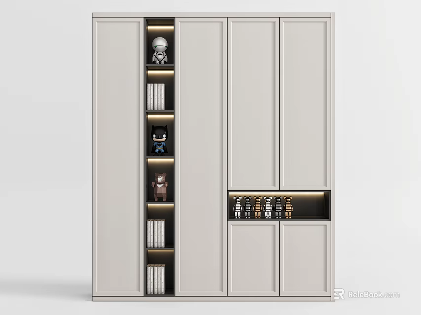 Modern White Shoe Cabinet Design With Multiple Storage Compartments And Display Shelves 3d model 