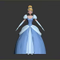 Woman In Blue Princess Dress With Golden Hair White Gloves And Puffy Skirt