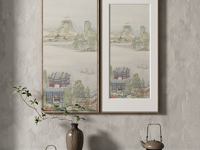 New Chinese Landscape Painting Texture Decorative Painting model