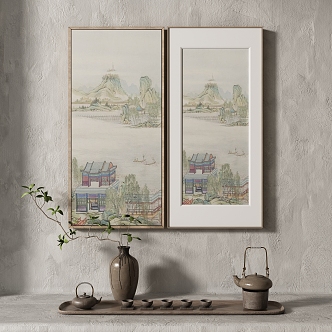 New Chinese Landscape Painting Texture Decorative Painting 3d model