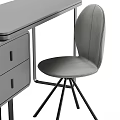 Modern Gray Table And Chair Set With Drawer Storage And Metal Legs