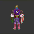 Cartoon Captain America Character In Blue Uniform With Star Emblem And Shield