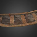 Traditional Wooden Boat With Interior Wooden Seats And Natural Wood Grain Structure