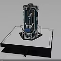 Dark Green Vertical Industrial Machine On White Square Platform With Control Panel