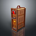 Vintage Brown Computer Case With Handle And Front Red Indicator Light Design