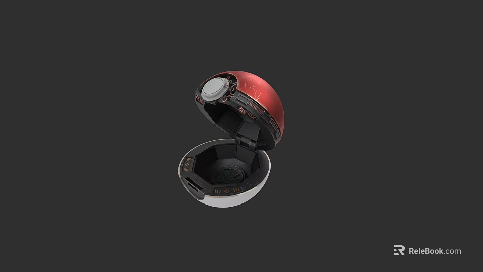 Spherical Electric Toy With Red And Silver Exterior Open Design And Interior Details 3d model 