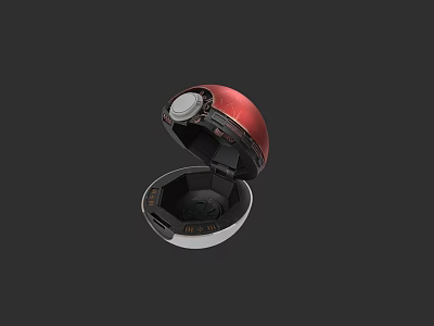 Spherical Electric Toy With Red And Silver Exterior Open Design And Interior Details 3d model