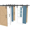 Modern Wooden White Blue Barn Doors With Sliding Track For Interior Decor
