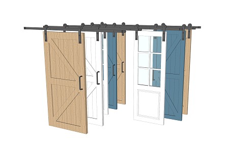 Nordic Barn Door Double Push Valley 3d model