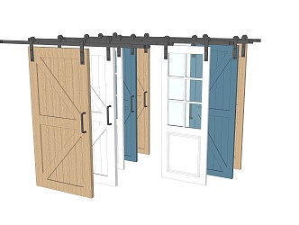 Nordic Barn Door Double Push Valley 3d model