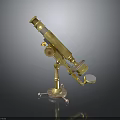 Vintage Brass Microscope With Adjustable Stand Round Base And Focus Knob