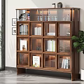 Bright Wooden Display Cabinet With Glass Door Compartments Books Decor Items Potted Plant And Window