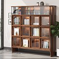 Vintage Black Walnut Solid Wood Display Cabinet Living Room Wine Cabinet Lego Handheld Display Cabinet Living Room Storage High Cabinet Living Room Decorative Cabinet 3d model