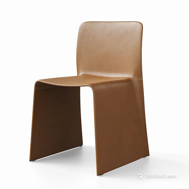 Stylish Modern Brown Leather Single Chair With Sleek Streamlined Design 3d model