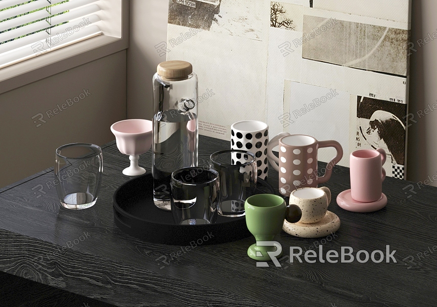 Cup Mug Cup Set Tableware Ornaments model