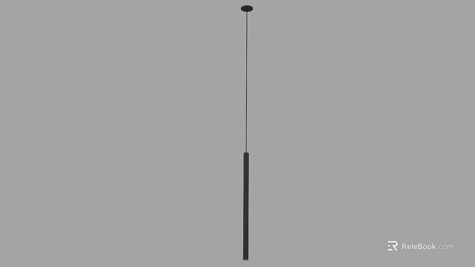 Elegant Modern Pendant Light with Slim Black Hanging Rod and Minimalist Style 3d model 